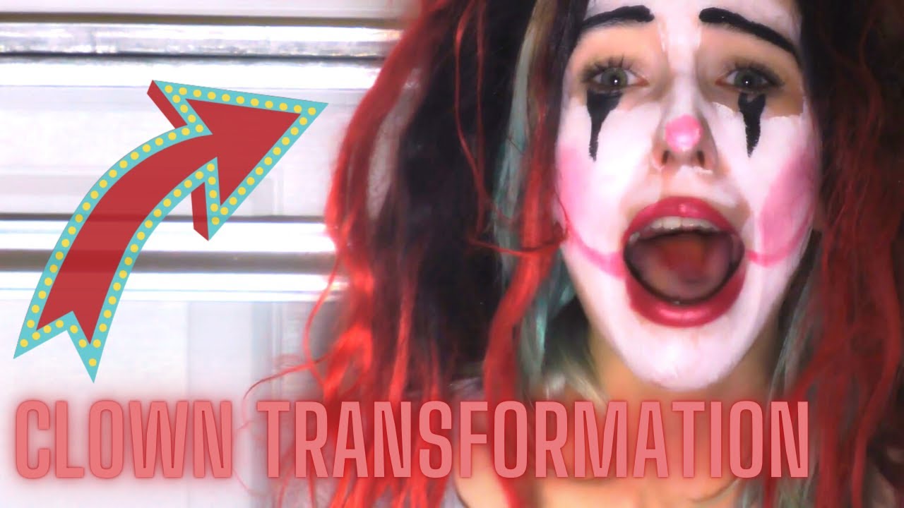 CLOWN TRANSFORMATION / Girl Gets Pied In The Face / Clown Makeover / Clown Girls Wet And Messy Girls