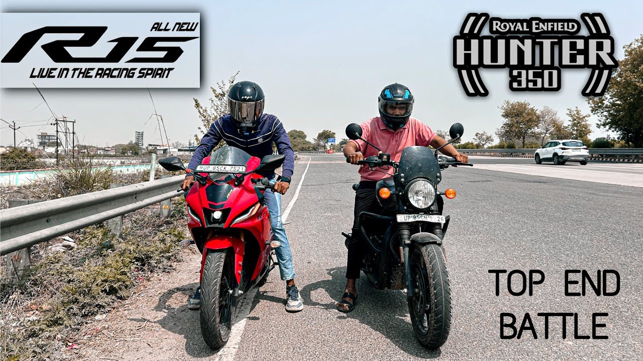 yamaha R15 V4 vs Royal Enfield Hunter 350 || DRAG RACE