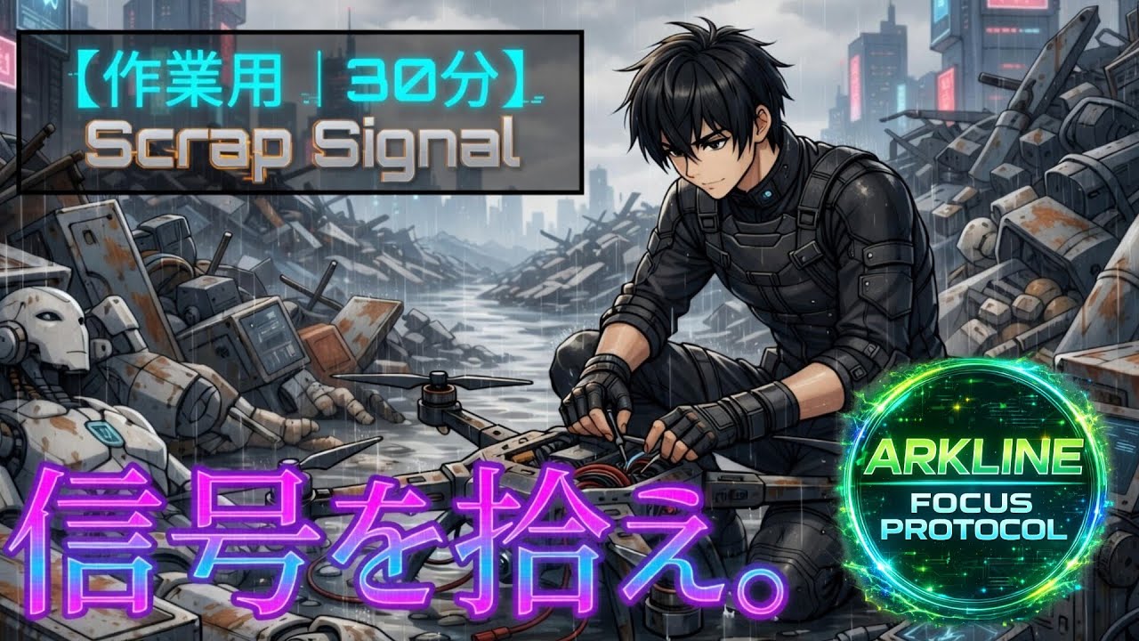 サイバーパンクLo-Fi【作業用BGM】｜雨の機械墓場で集中作業｜Cyberpunk Lofi Focus Music – Scrap Signal