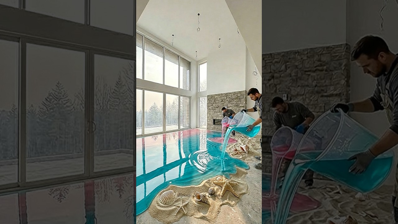 THIS FLOOR IS INSANE 🤯 Crystal Beach Epoxy Floor Inside a House