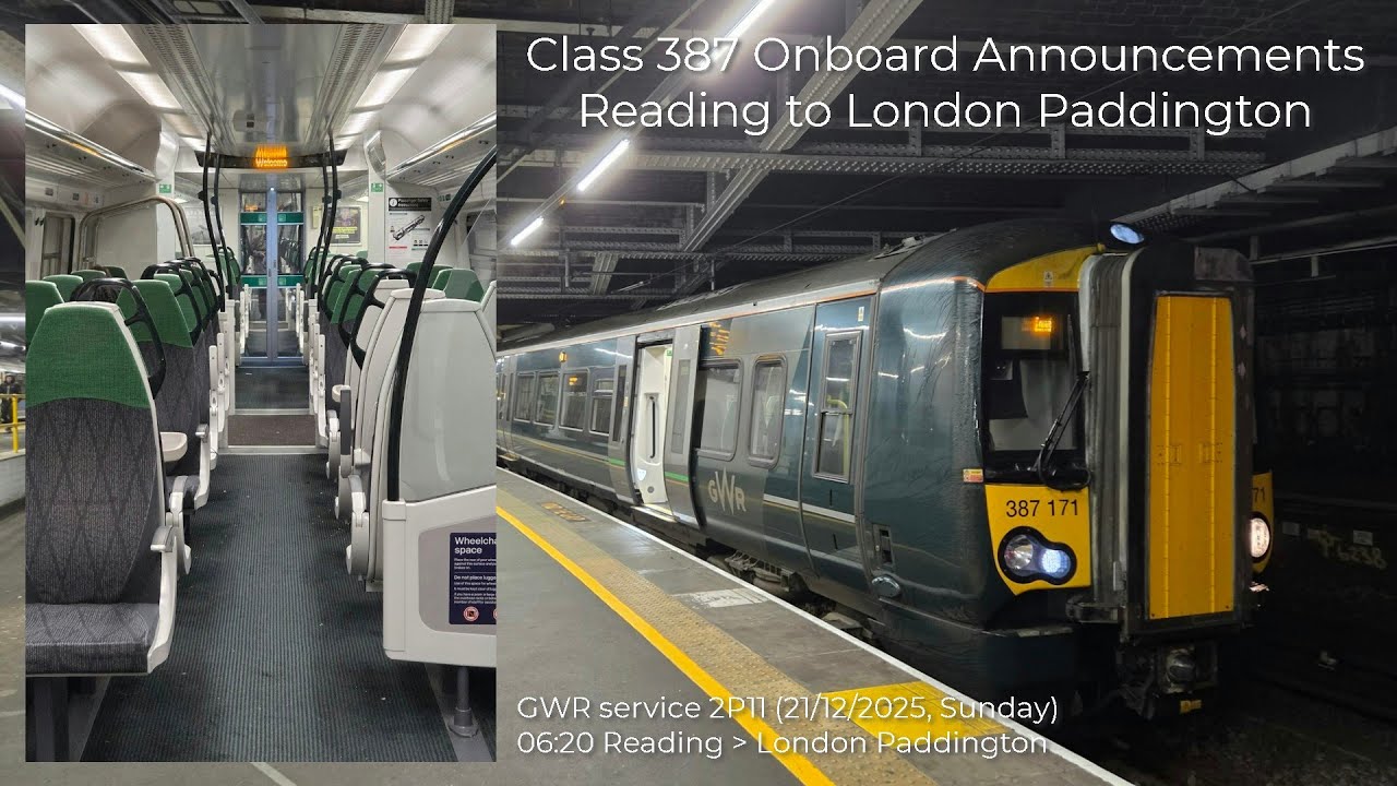GWR Class 387 onboard announcements: Reading to London Paddington (Semi-Fast)