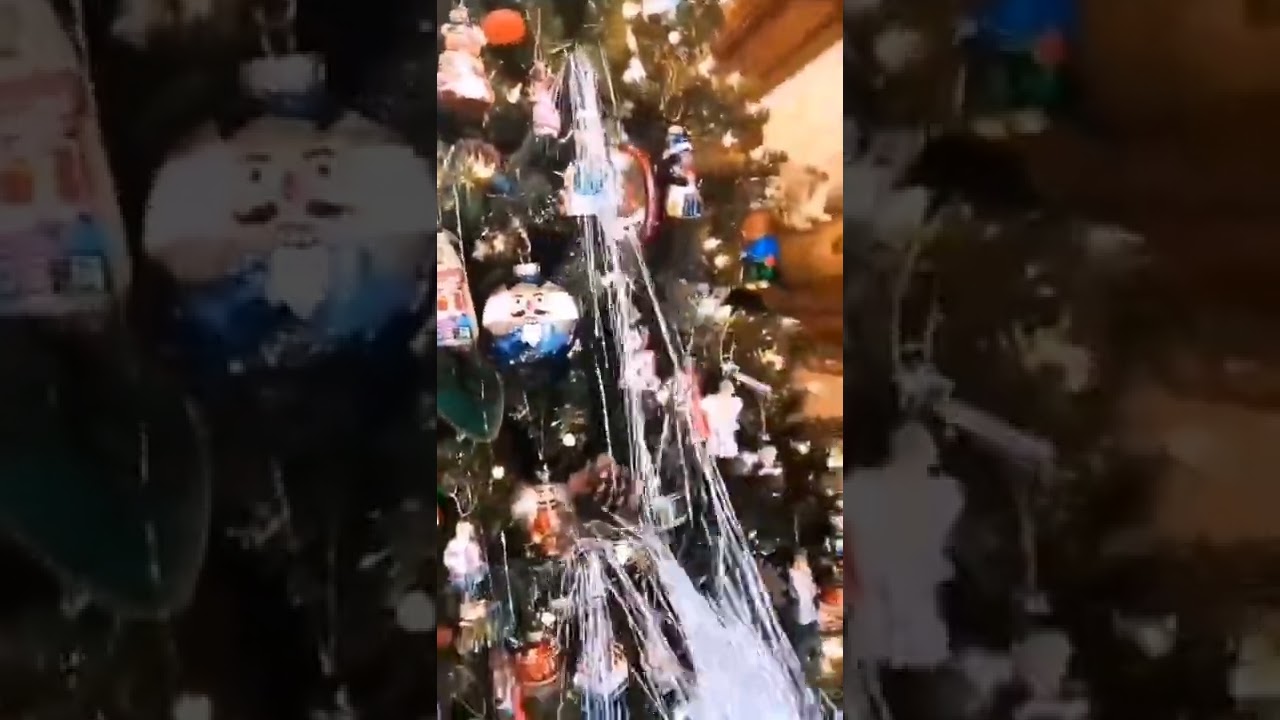 trimming tree with Tinsel Icicles.