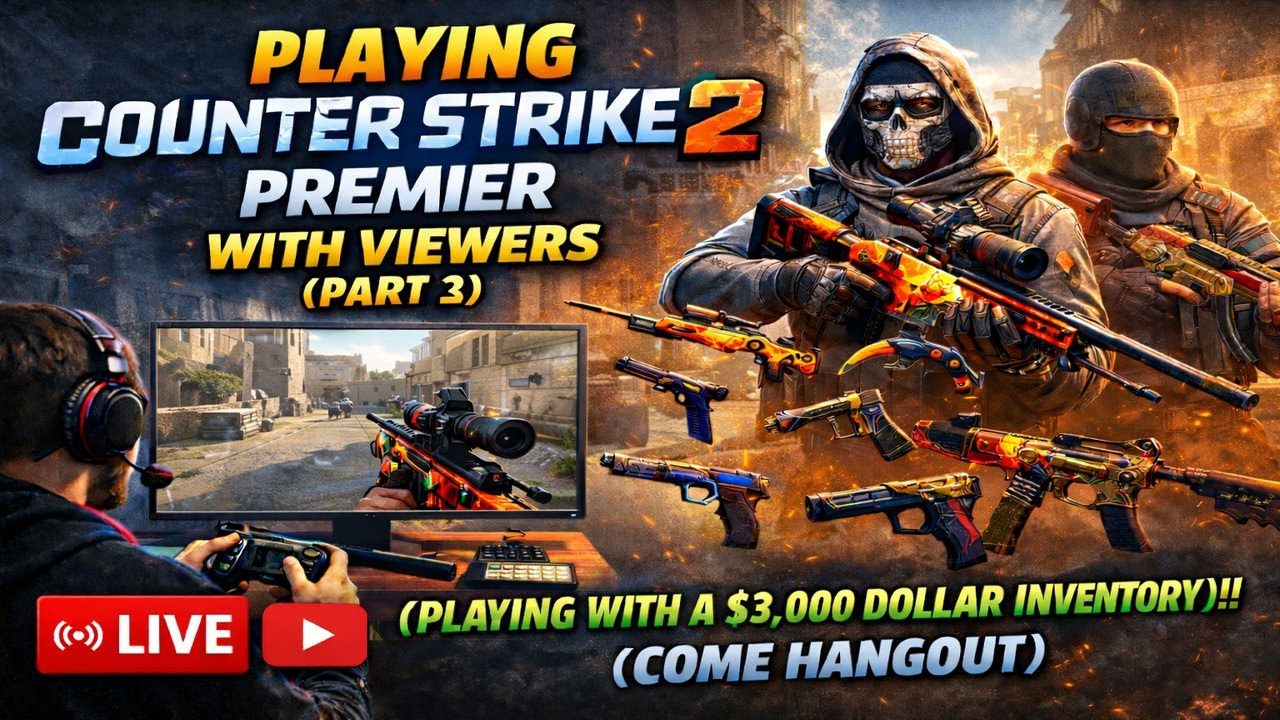 Playing Counter Strike 2 Premier With Viewers (Part 3)(Playing With A $3,000 Dollar Inventory)