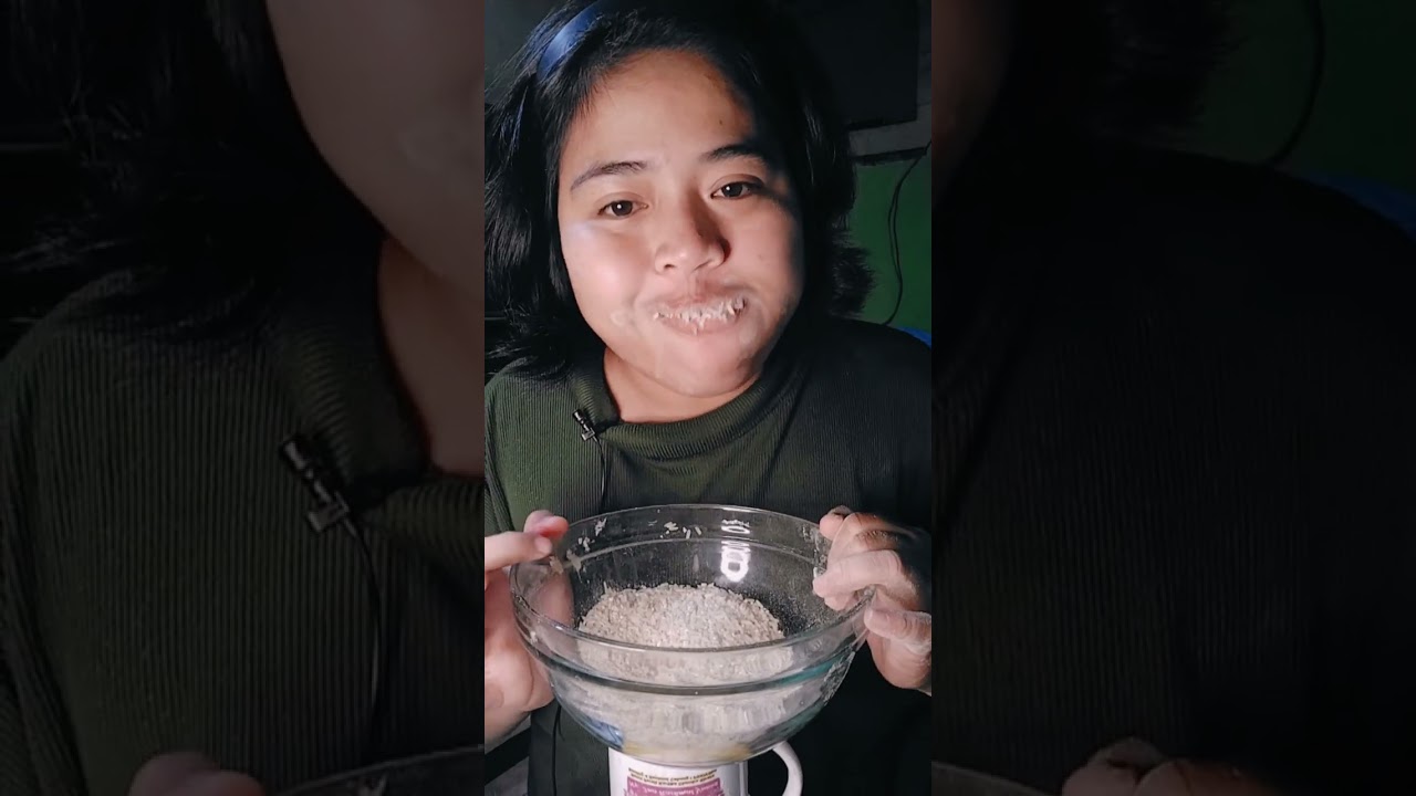 asmr beras mentah di campur susu bubuk coklat