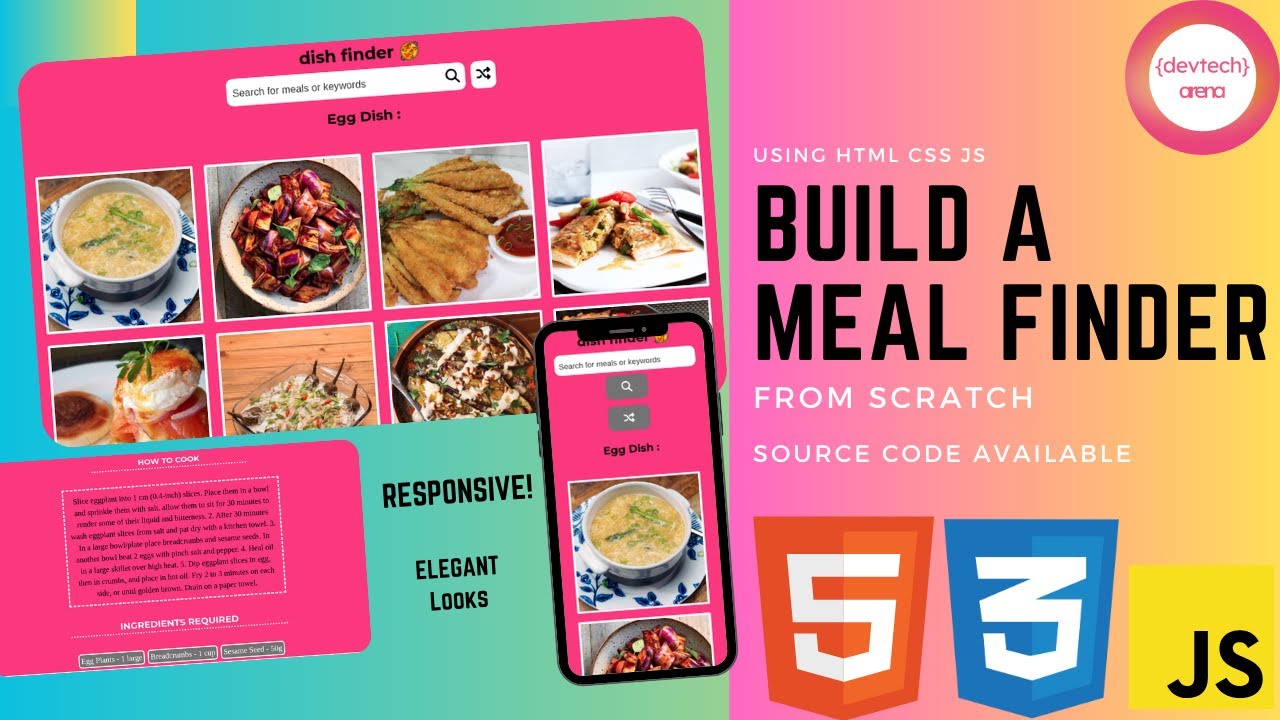 Build a Dish Finder App from Scratch | HTML, CSS, and JavaScript Tutorial