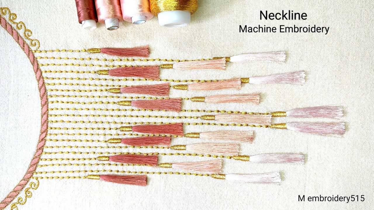 Neckline Embroidery Tassel  Design Machine Embroidery Blouse | industrial zigzag machine