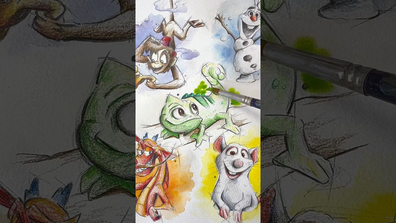 Dibujo 5 MASCOTAS ✨Disney✨🎨 #disney #dibujo