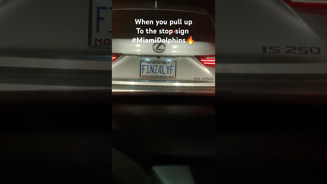 Funny license plate #finsup Miami Fins Fans Everywhere #beachbarsatsunset Another Dolphins win🔥🔥🔥
