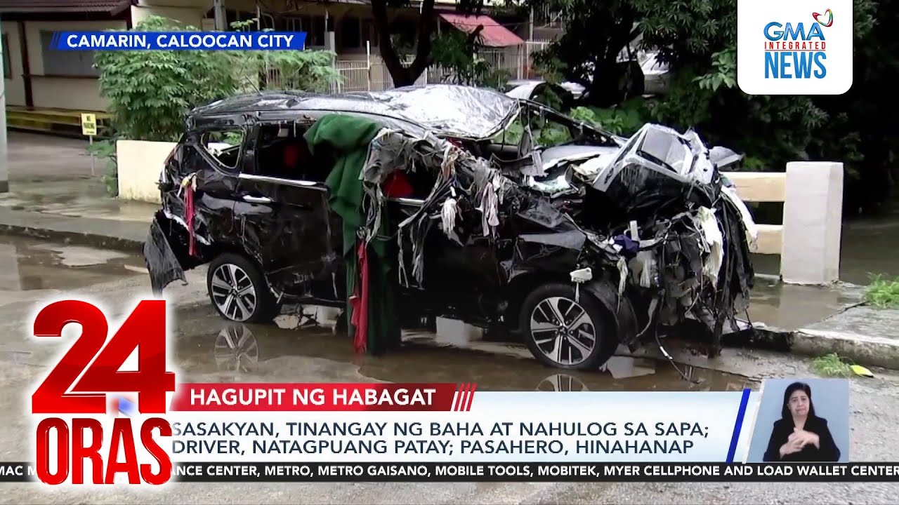 Sasakyan, tinangay ng baha at nahulog sa sapa; driver, natagpuang patay; pasahero,... | 24 Oras