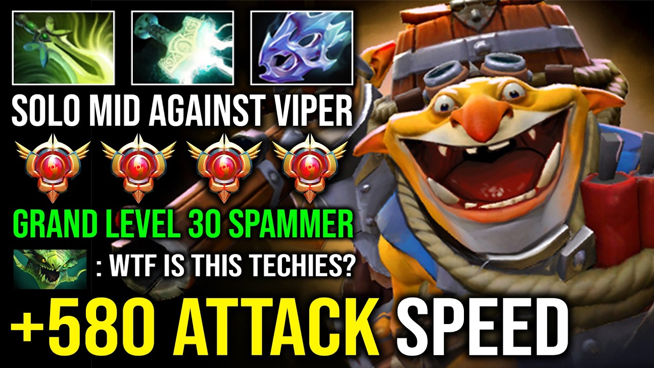 TECHIES IS NOT A SUPPORT +580 Attack Speed Longest Range Lightning Solo Mid Against Viper Dota 2