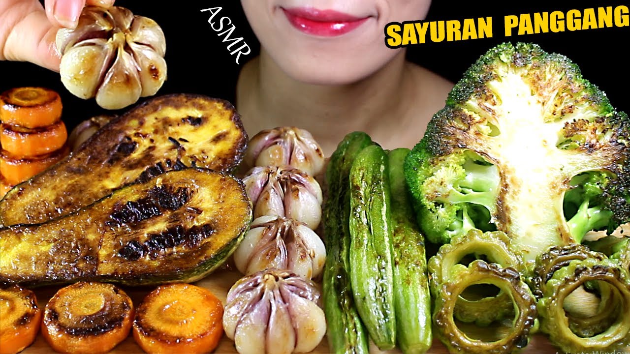ASMR (SAYURAN PANGGANG) Grilled Vegetables (Garlic, Young Pumpkins, Broccoli, Carrot, Bitter Melon)