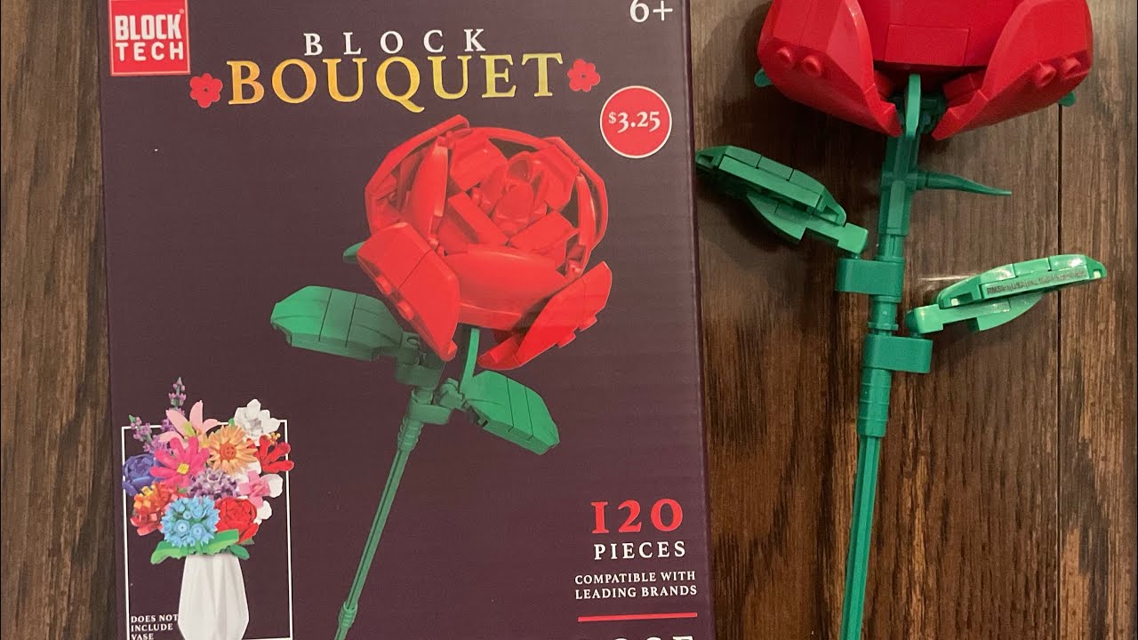 Let’s Build Off Brand Five Below LEGO Block Tech Block Bouquet Red Rose