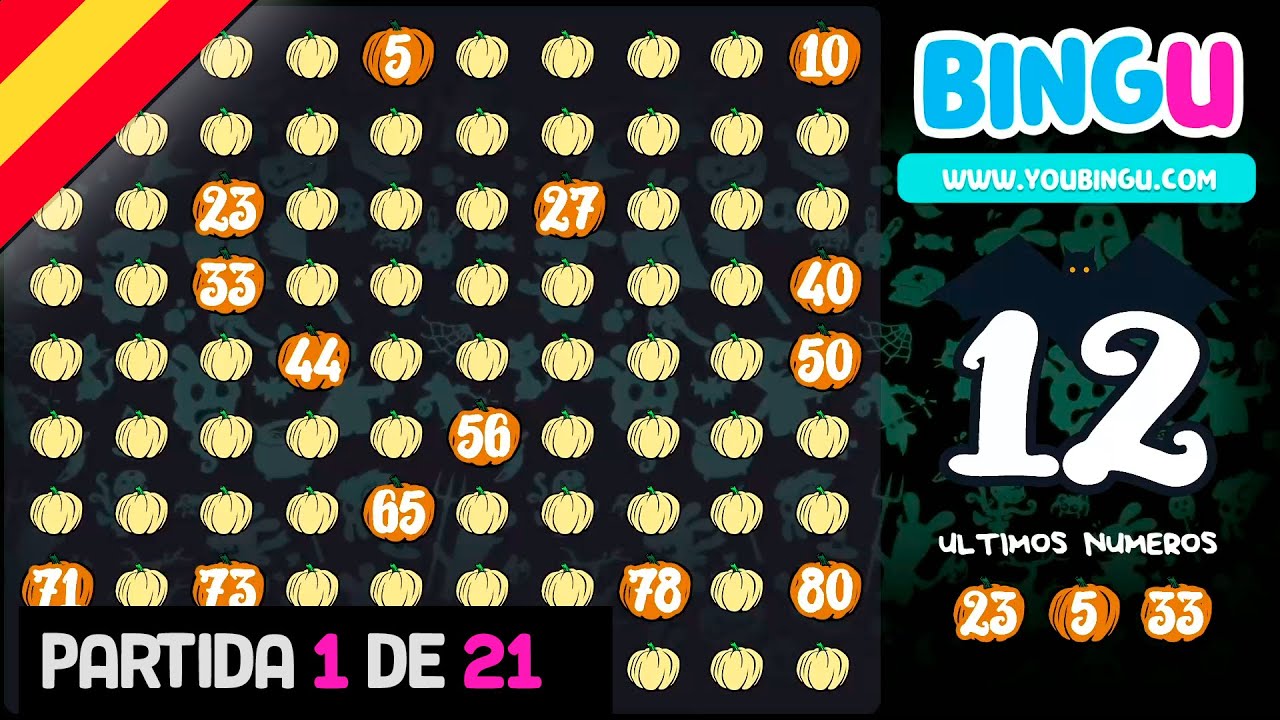 BINGO CANTADO EN ESPAÑOL | DISEÑO HALLOWEEN | BINGU