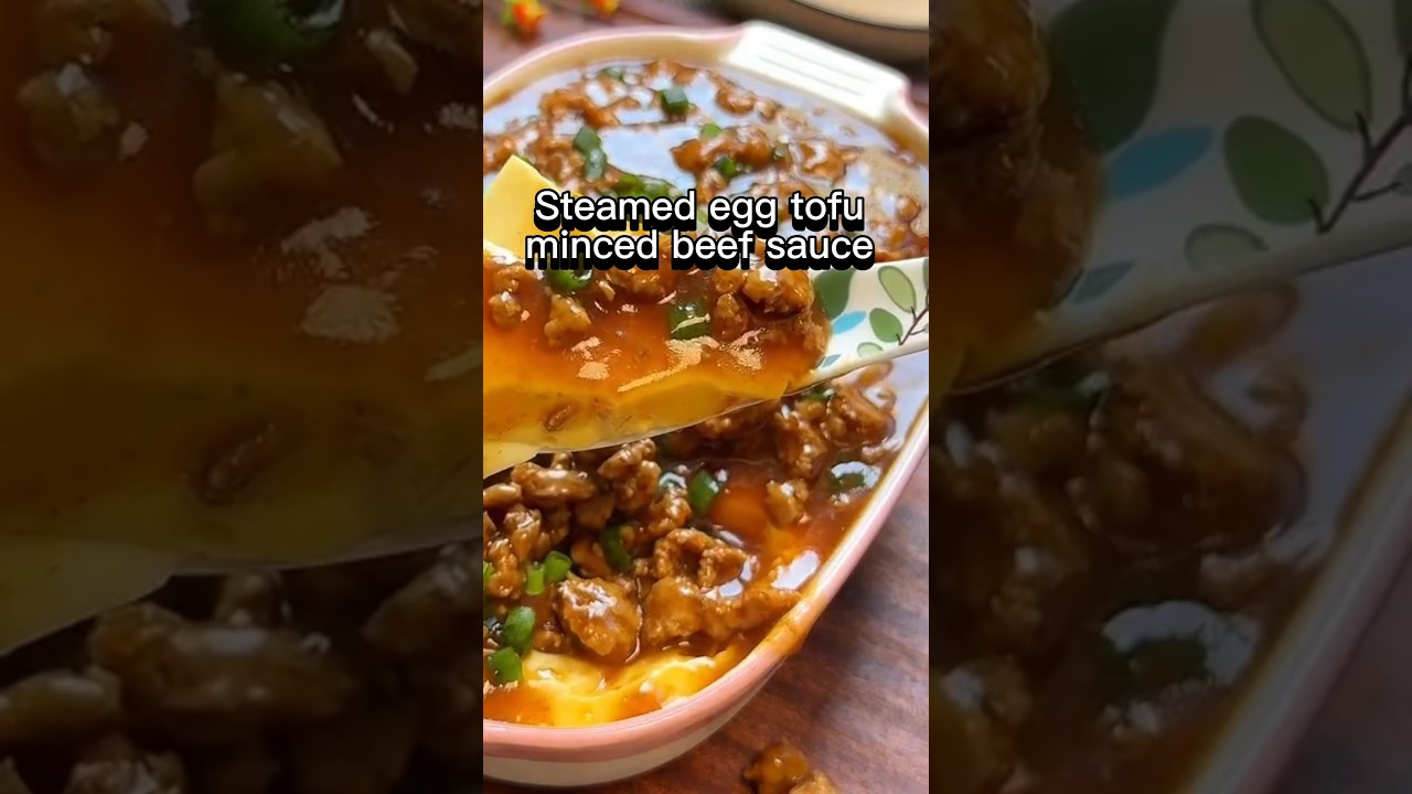 Chinese comfort food Steamed eggs with minced beef