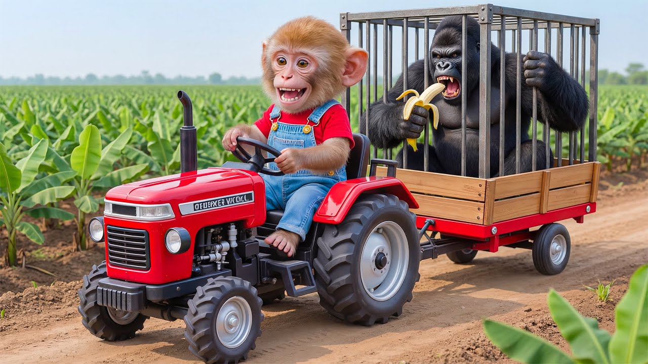 Baby Monkey Catches KingKong Stealing Bananas on the Farm! 😱🍌 Epic Funny Rescue