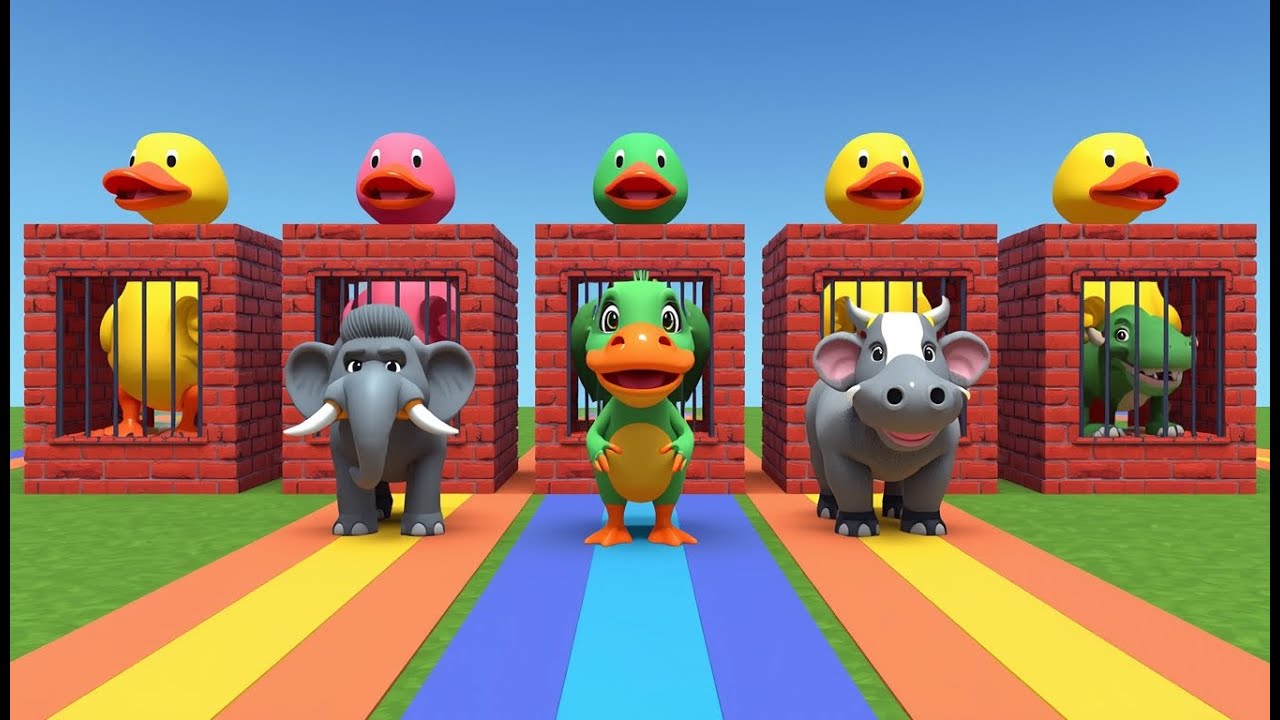 Long Slide Game with Cow Elephant Gorilla Hippopotamus Tiger 3d Animal Game Funny 3d Animals