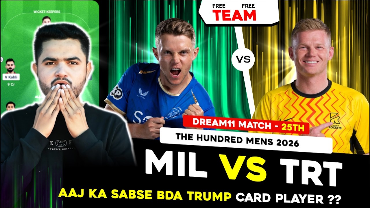 ML vs TRT Dream11 Prediction | MI London vs Trent Rockets Today Match Prediction | The Hundred Men's