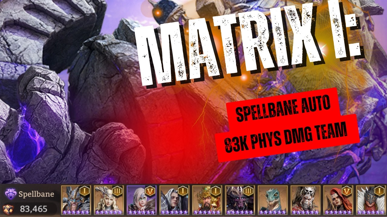 Watcher of Realms - Spellbane Matrix with GUAN YU A1 - 83k auto run with gear showed at the end
