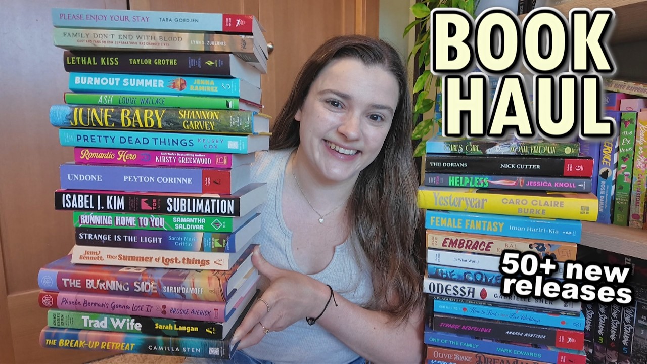 a big summer book haul 🤯📚❤️&zwj;🔥 (new releases, thriller ARC's, so many romance books!)
