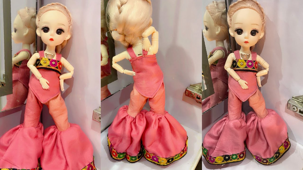 Indian top and ghrara for barbie||mini ghrara deagin||Kiran'sDoll