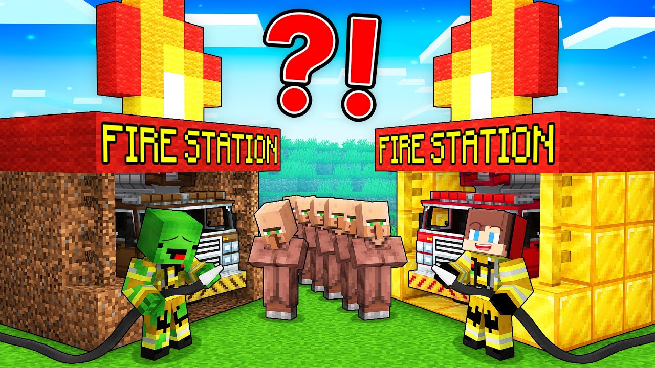 JJ RICH FIREMAN vs Mikey POOR FIREMAN Base Battle in Minecraft - Maizen