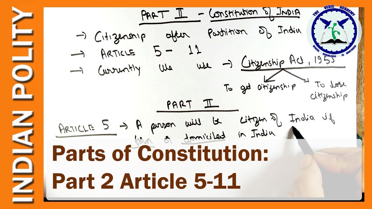Part 2 of constitution of India | Article 5-11 | Indian Polity | SSC CGL