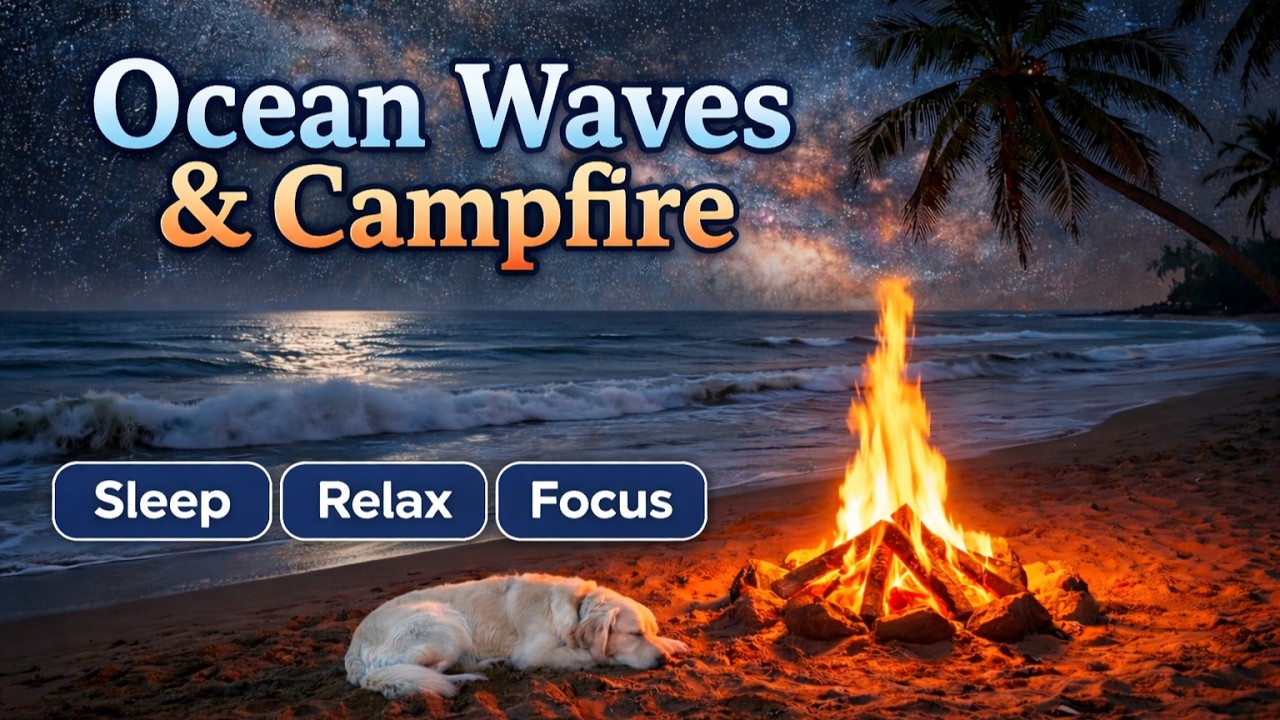 🔴 LIVE | Gentle Waves & Campfire 🔥🌊 Sleep, Relax, Deep Focus