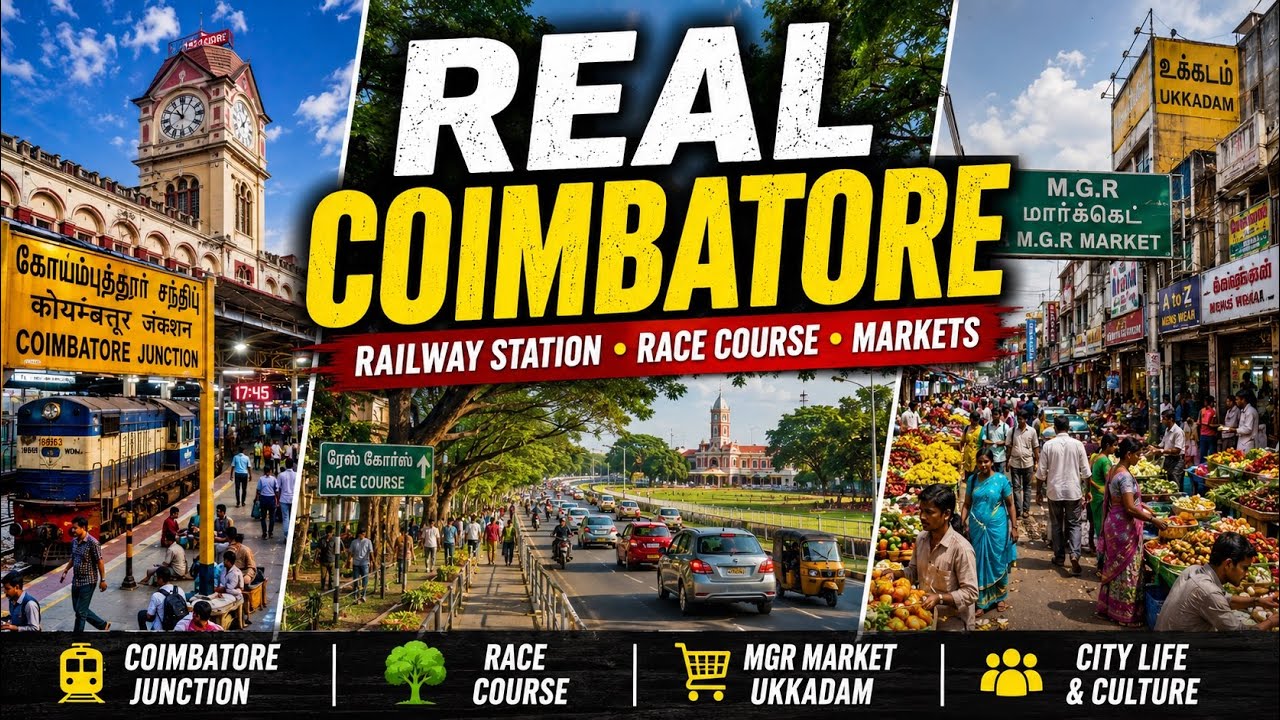 Raw Footage of Coimbatore City | Streets, Markets & Landmarks in 4K