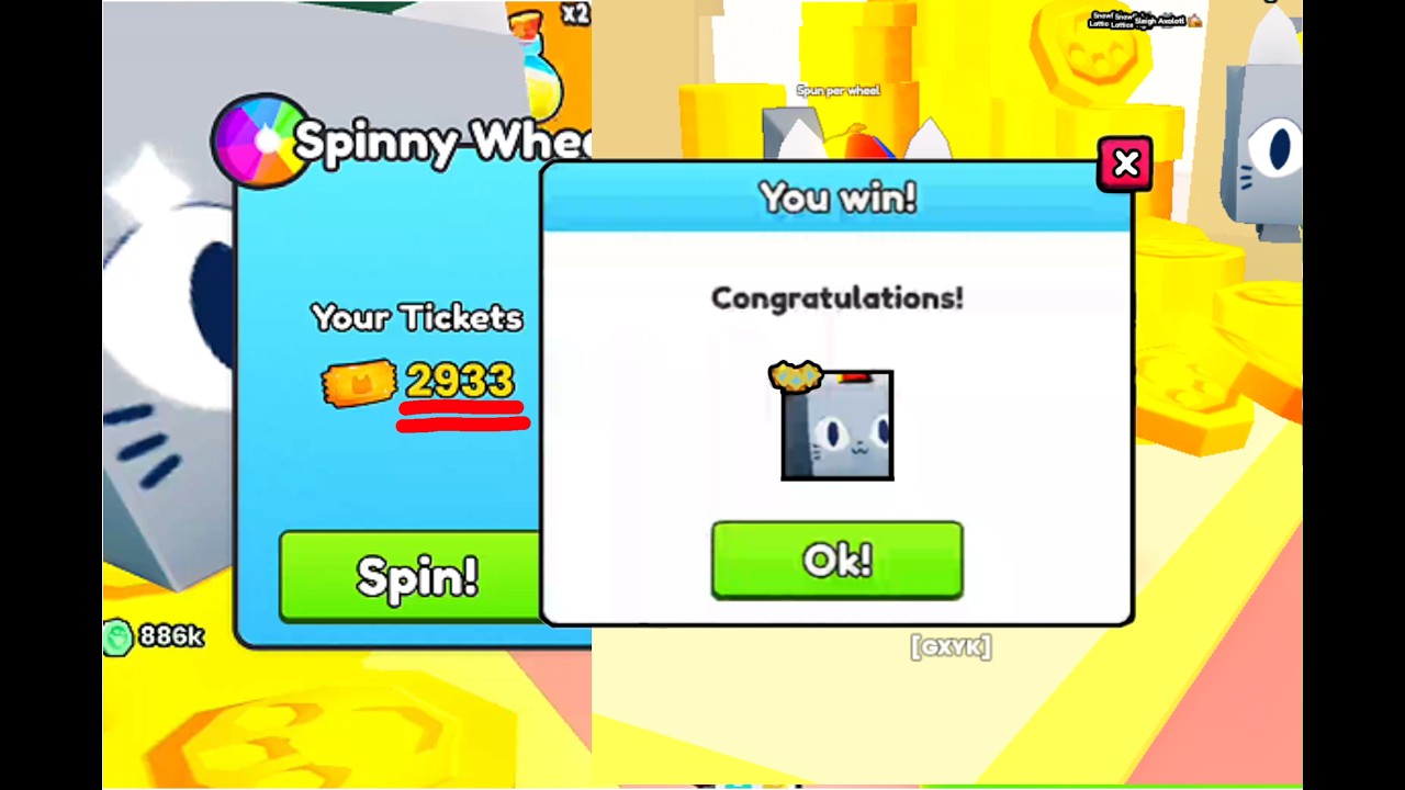 Opening 2933 Tickets on The Spinning Wheel in PetSimulator99?