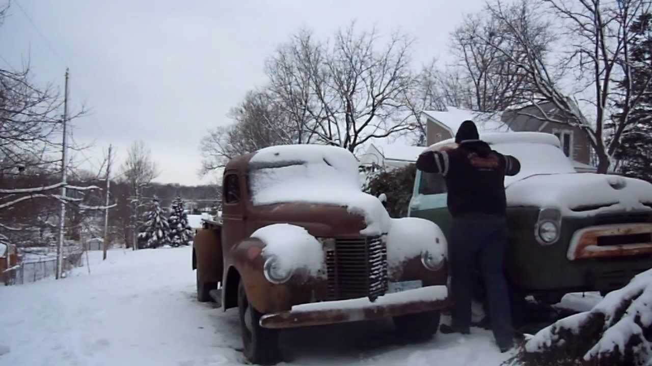 1949 International cold start, hand crank.