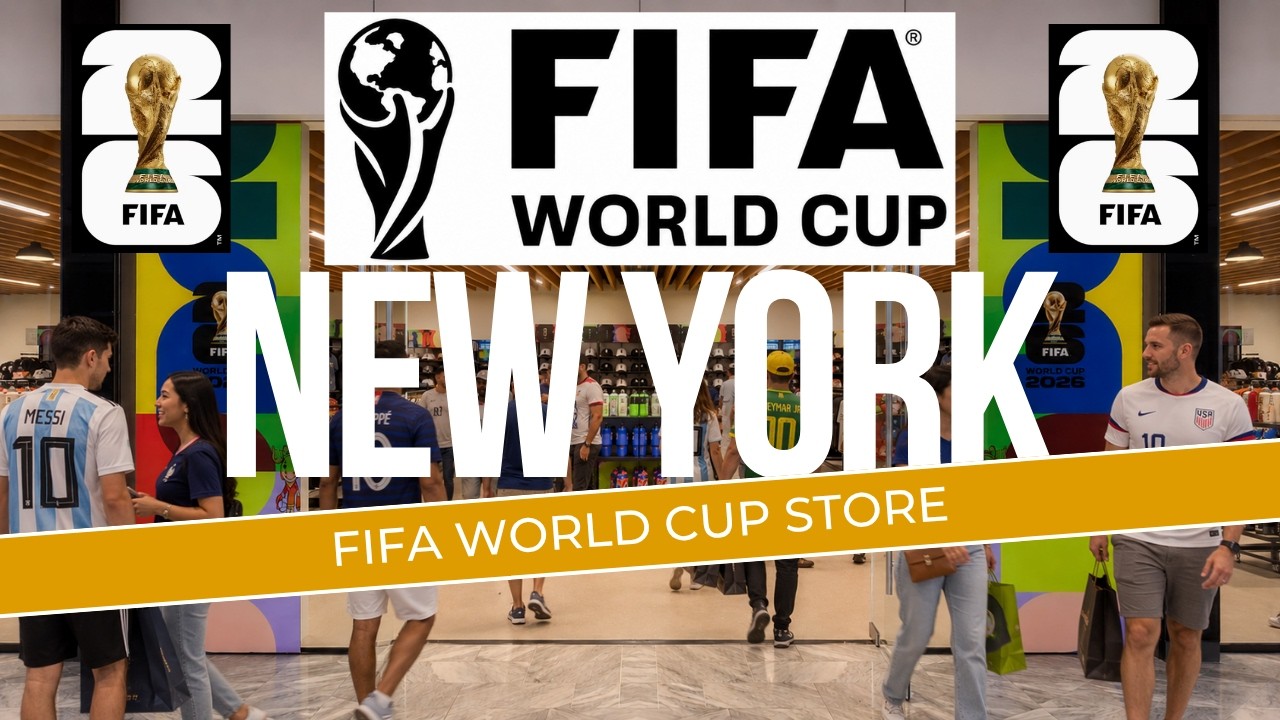 Внутри магазина FIFA WORLD CUP в Нью-Йорке