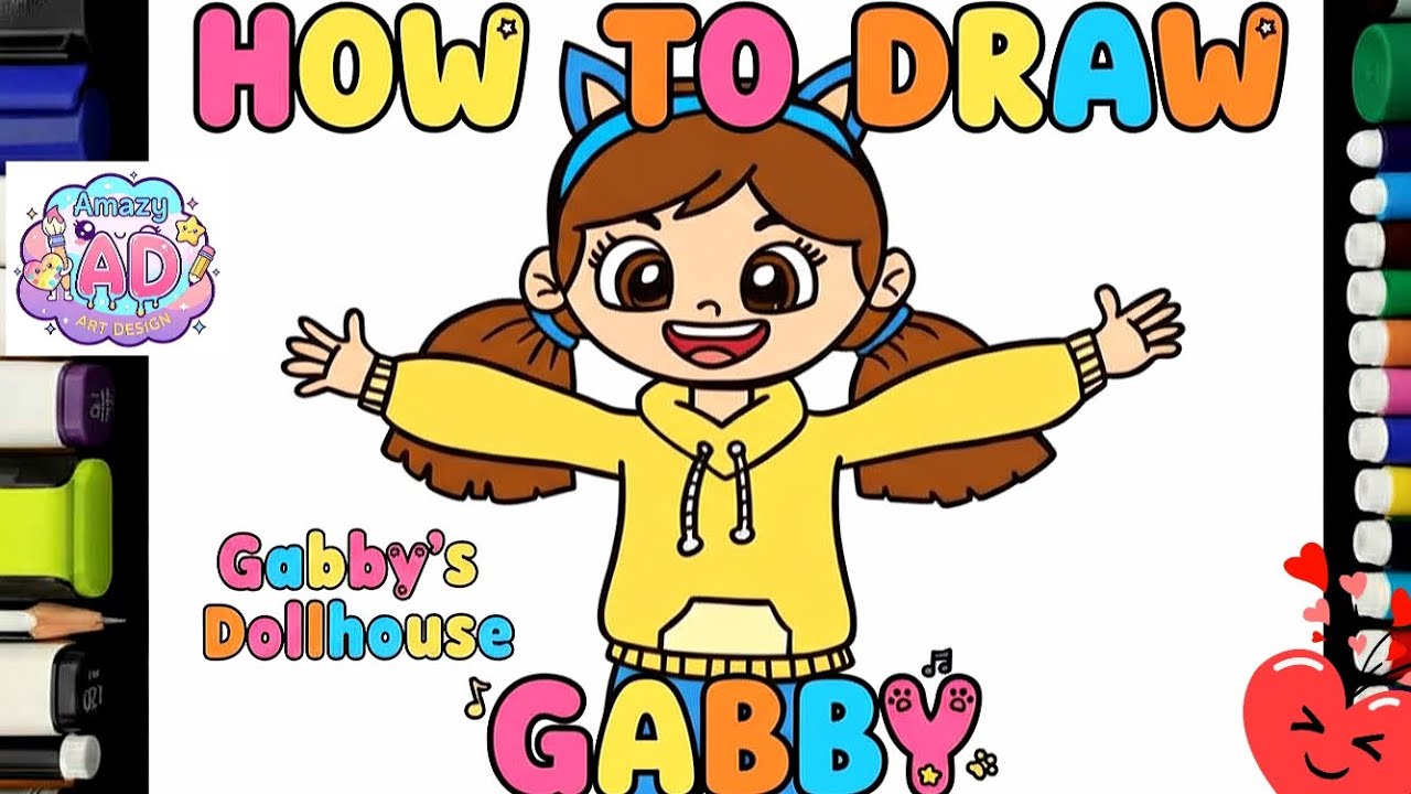 How to draw Gabby from Gabby's Doll House | Easy Drawing For Kids 