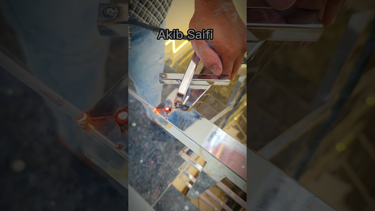 Stainless steel square pipe Railing welding and finishing full processing video #youtube #shorts