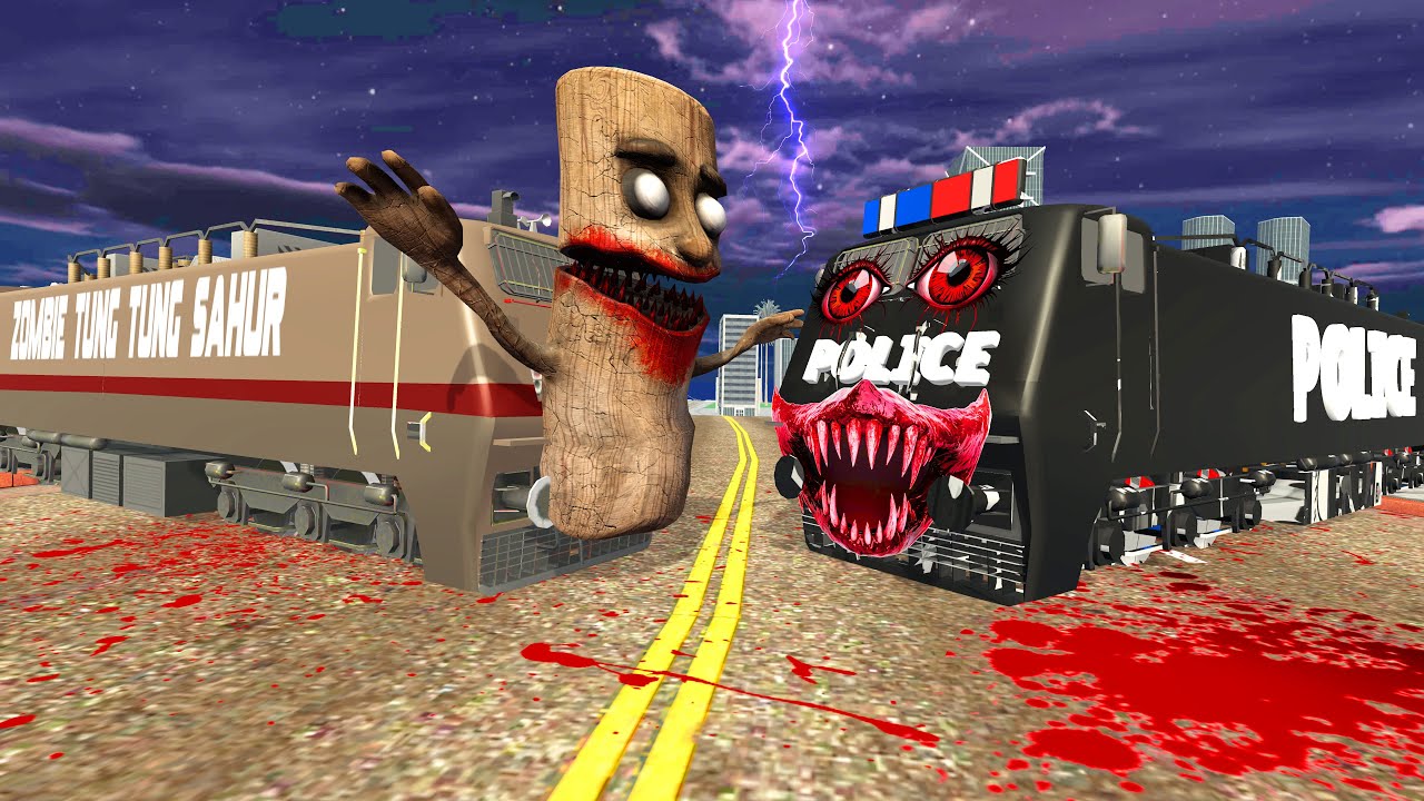 ZOMBIE TUNG TUNG TUNG SAHUR TRAIN VS POLICE TRAIN - INDIAN BIKE DRIVING 3D