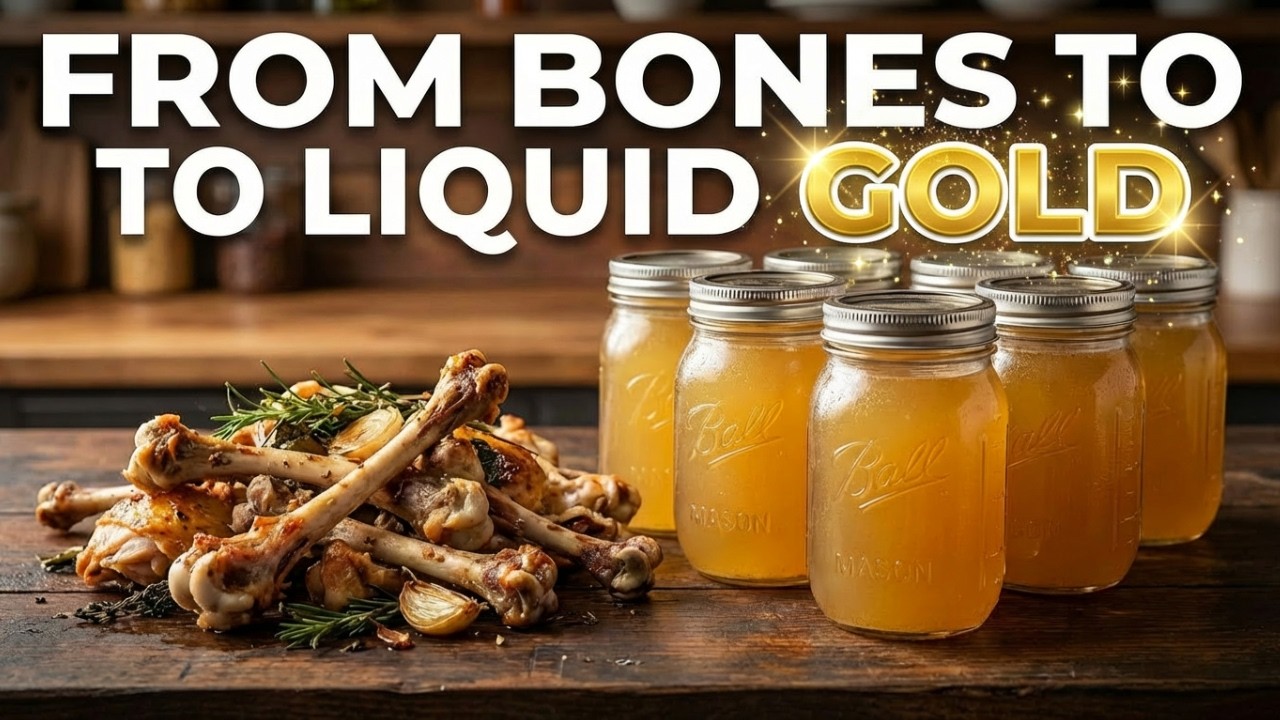 From Pot to Jar | Canning Bone Broth at Home #bonebroth #canning #canningrecipes #chickenbroth