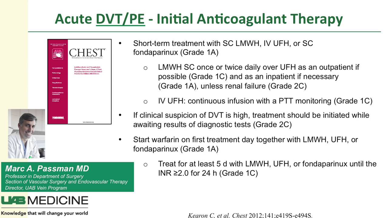 Update on Evidence Based Guidelines for Management of Venous Thromboembolism