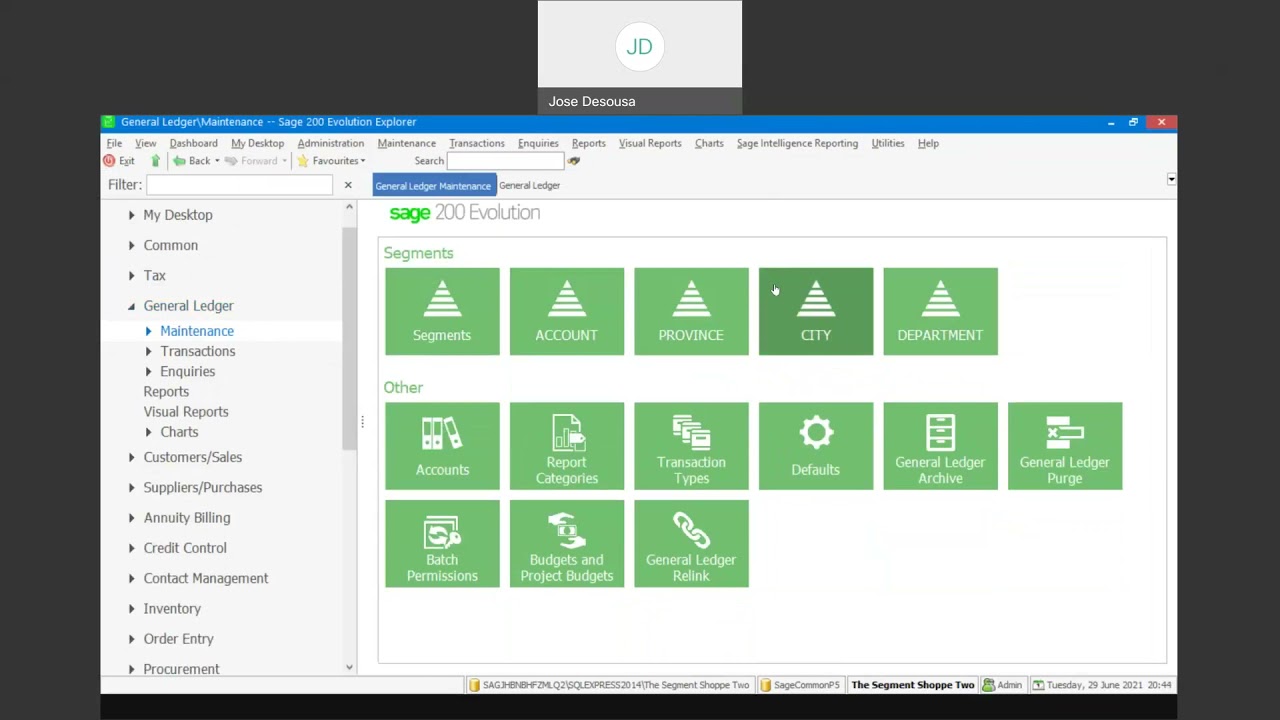 Sage 200 Evolution Segmented General Ledger