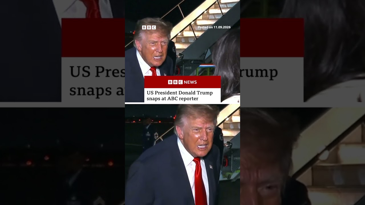 Donald Trump snaps at reporter asking about $5,000 pledge. #Trump #USPolitics #BBCNews