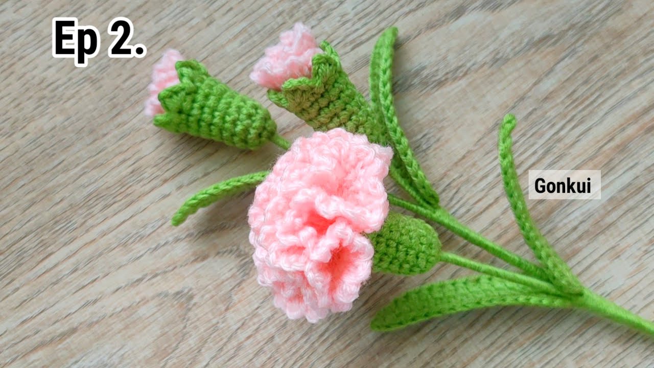 Ep2. Flower Buds 💚Easy Crochet Carnation Flower Tutorial step by step | Crochet Flower Bouquet