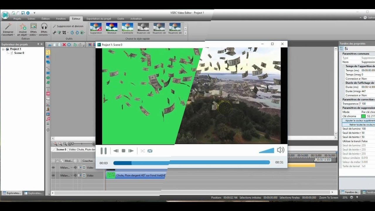 Effet vidéo en utilisant un fond vert avec VSDC free éditor (en français)