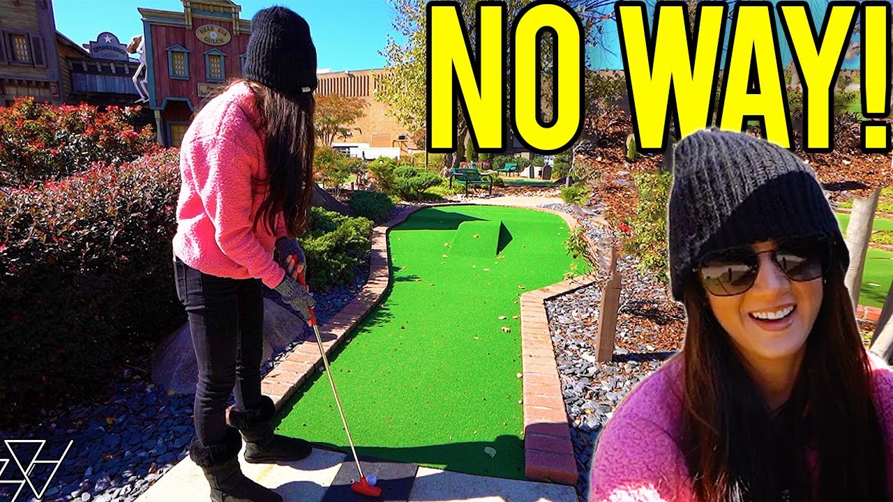 Crazy Bounce Mini Golf Hole In One! - She’s Never Done This!