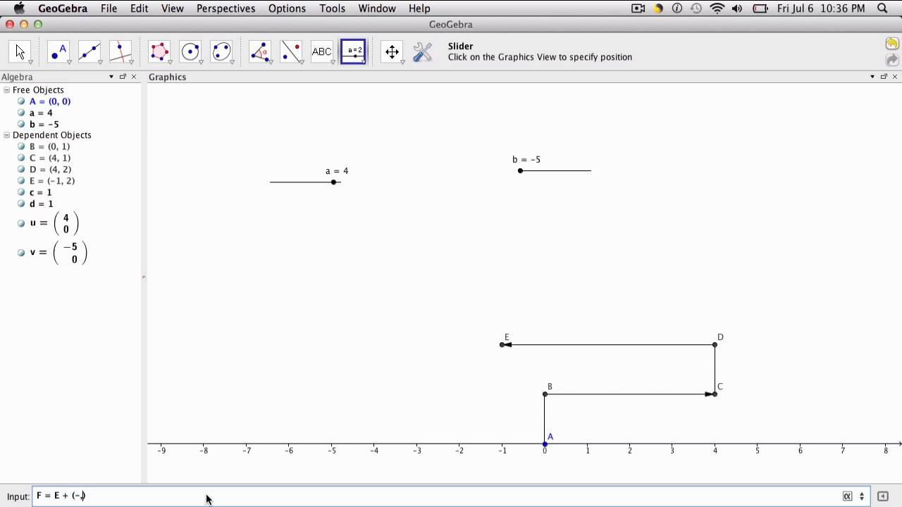 Geogebra - Number Line Addition