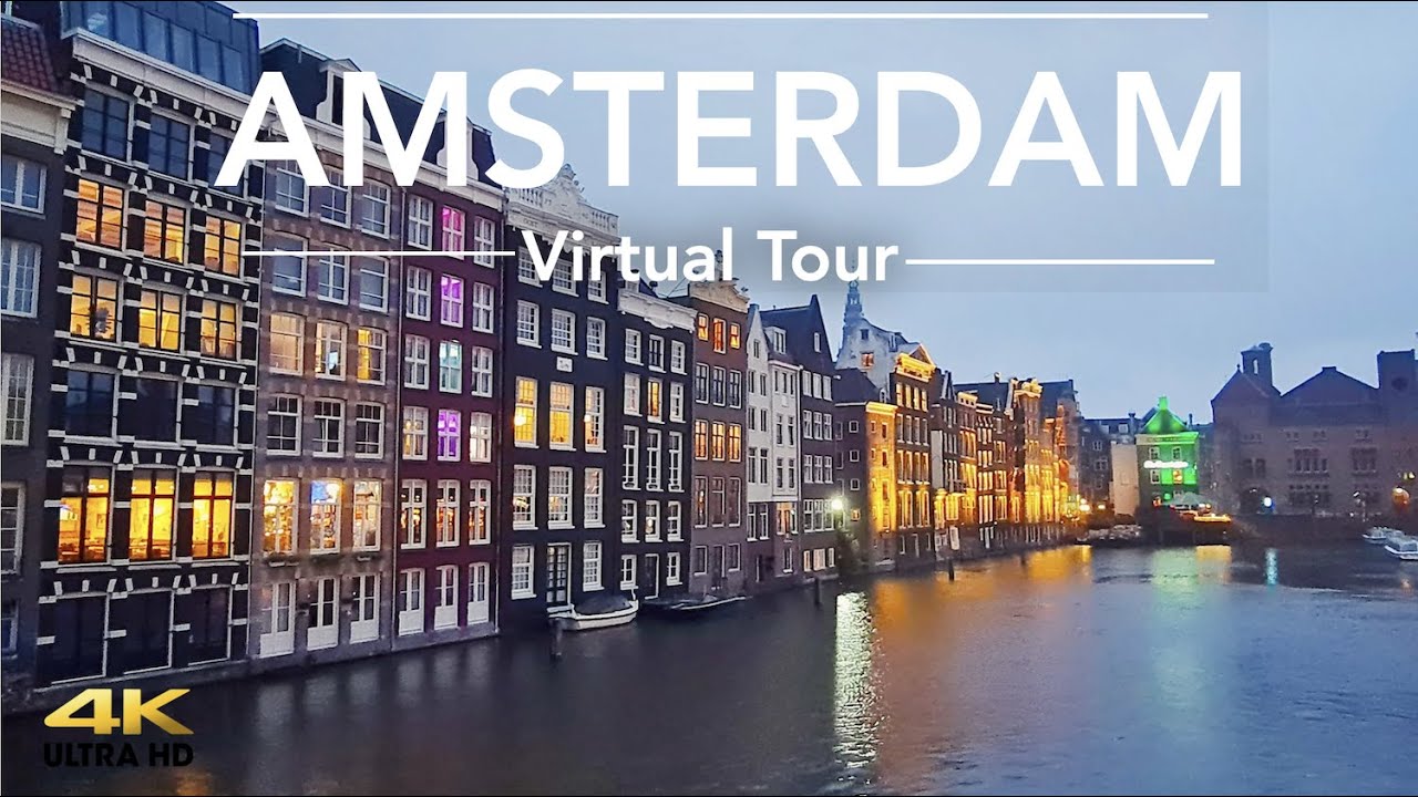 Walking in Amsterdam City Tour around the City, Tourist Attraction  4K | Travel Guide | 3D Audio