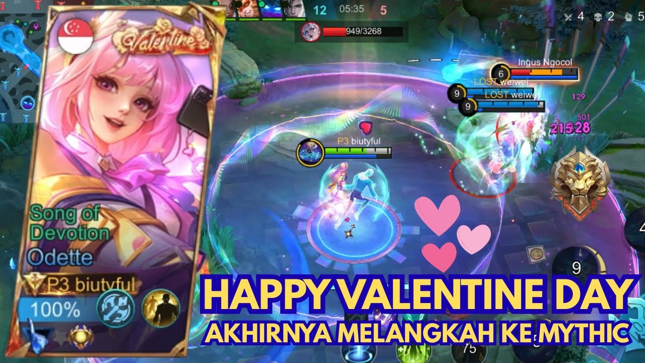 ODETTE : HAPPY VALENTINE DAY ALL ‼️ MELANGKAH MAJU MENUJU HONOR 🩷🩷🩷 #MLBBGoldenMonth #MLBBCreator