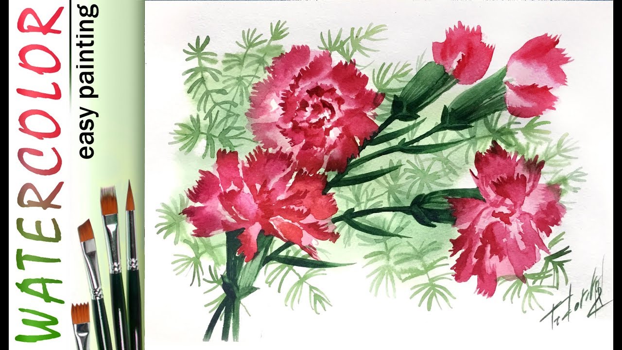 How to paint FLOWER Carnations! 🎨 Tutorial for Beginners! Mother's day