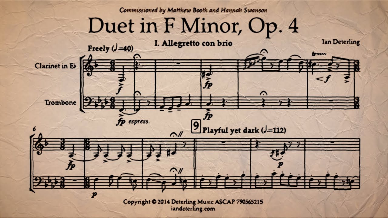 Eb Clarinet and Trombone Duet in F Minor, Op. 4