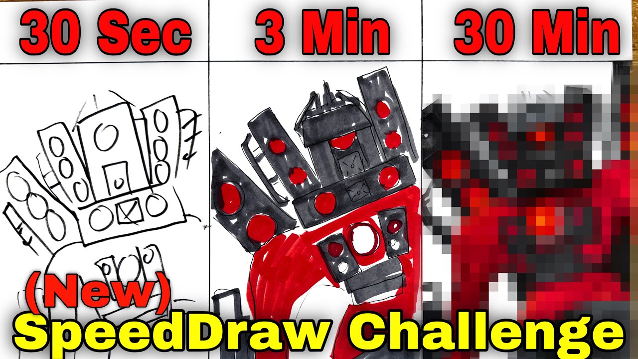 Drawing Titan Speakerman (NEW)  in 30 sec, 3 min, and 30 min  (Skibidi Toilet) CunsArt - Dibujo