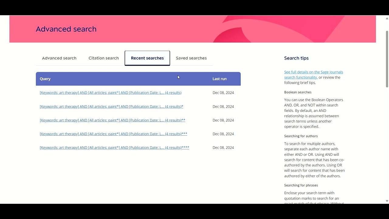 Sage Journals Advanced Search