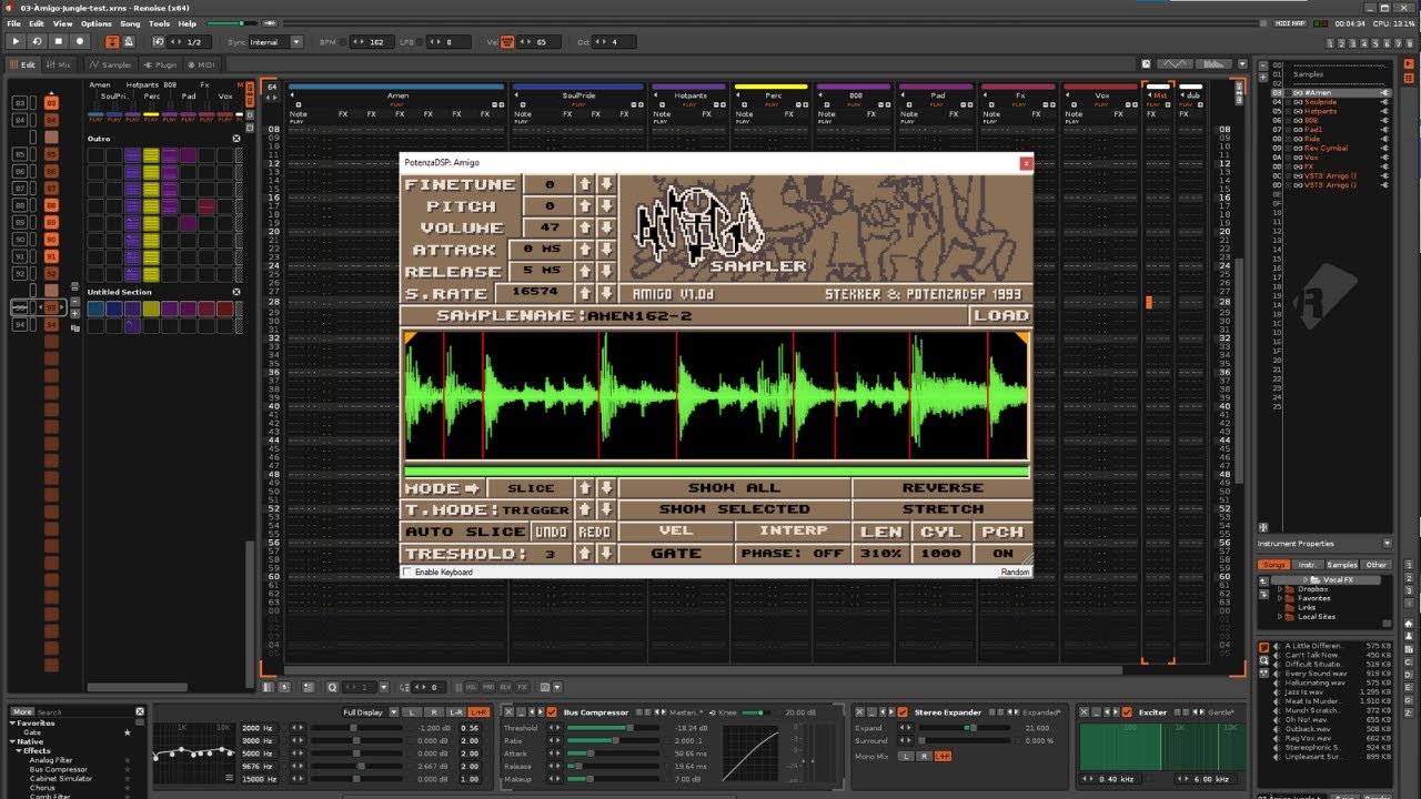 Classic 90s Jungle with renoise and Amigo Sampler VST