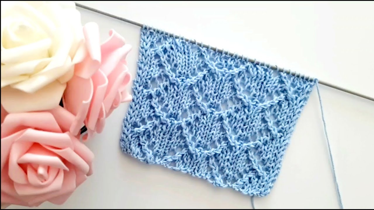 Motivo traforato ai ferri n° 80 / Lace knitting stitch / Punto a dos agujas